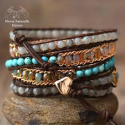 Bracelet wrap en Labradorite et Turquoise | Bracelets | pierre naturelle bijoux