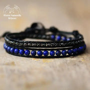 Bracelet wrap "Rigueur" en Lapis-lazuli | Bracelets | pierre naturelle bijoux