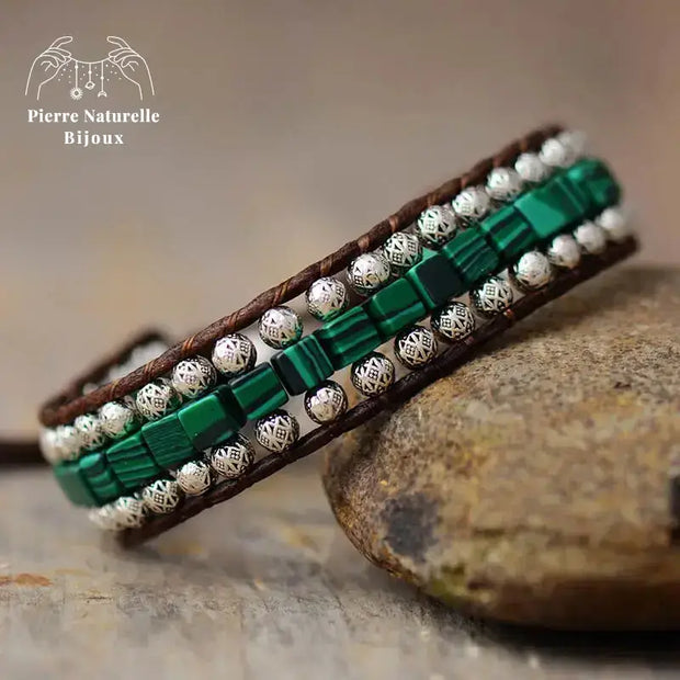Bracelet wrap en Malachite | Bracelets | pierre naturelle bijoux