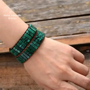 Bracelet wrap "Concentration" en Malachite | Bracelets | pierre naturelle bijoux