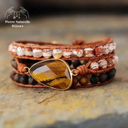 Bracelet wrap en il de tigre et Agate | Bracelets | pierre naturelle bijoux