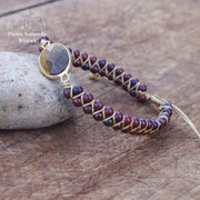 Bracelet wrap "Gardien" en il de tigre et Jaspe rouge | Bracelets | pierre naturelle bijoux