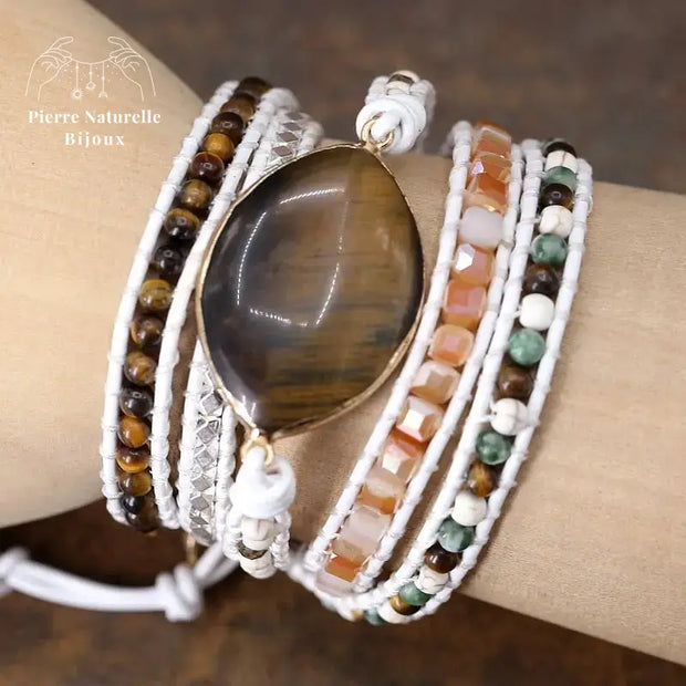 Bracelet wrap "Evolution" en il de tigre | Bracelets | pierre naturelle bijoux