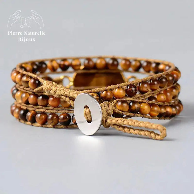 Bracelet wrap "Hélios" en il de tigre | Bracelets | pierre naturelle bijoux