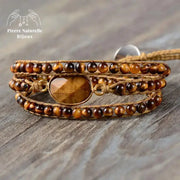Bracelet wrap "Hélios" en il de tigre | Bracelets | pierre naturelle bijoux