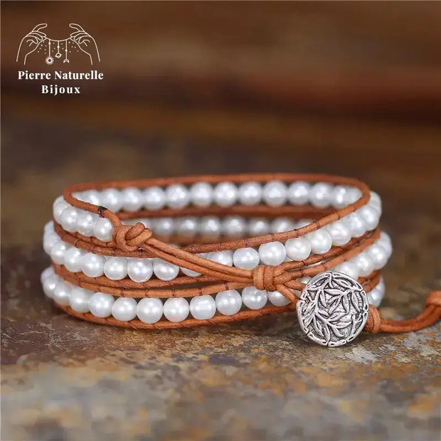 Bracelet wrap en Perle d'eau douce | Bracelets | pierre naturelle bijoux