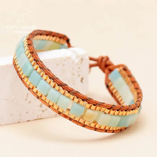Bracelet wrap en pierre Amazonite | Bracelets | pierre naturelle bijoux