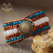 Bracelet wrap en Pierre de lune et Apatite | Bracelets | pierre naturelle bijoux