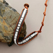 Bracelet wrap en pierre Howlite | Bracelets | pierre naturelle bijoux