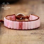 Bracelet wrap "Eros" en Quartz rose | Bracelets | pierre naturelle bijoux
