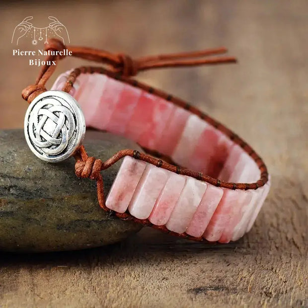 Bracelet wrap "Eros" en Quartz rose | Bracelets | pierre naturelle bijoux