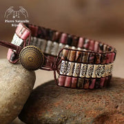 Bracelet wrap en Rhodonite | Bracelets | pierre naturelle bijoux