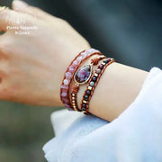 Bracelet wrap en Rhodonite et Quartz | Bracelets | pierre naturelle bijoux