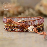 Bracelet wrap en Rhodonite et Quartz | Bracelets | pierre naturelle bijoux