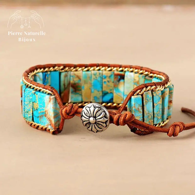 Bracelet wrap en Turquoise | Bracelets | pierre naturelle bijoux