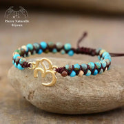 Bracelet wrap "Om" en Turquoise / Amazonite | Bracelets | pierre naturelle bijoux