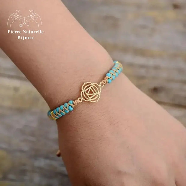 Bracelet wrap "Chakra racine" en Turquoise | Bracelets | pierre naturelle bijoux