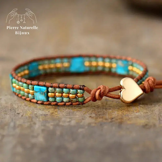 Bracelet wrap "Communication" en Turquoise | Bracelets | pierre naturelle bijoux