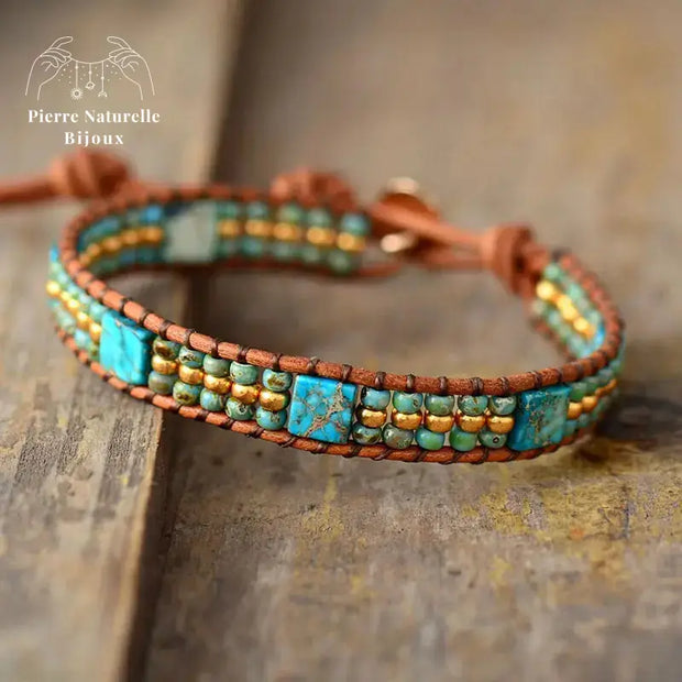 Bracelet wrap "Communication" en Turquoise | Bracelets | pierre naturelle bijoux