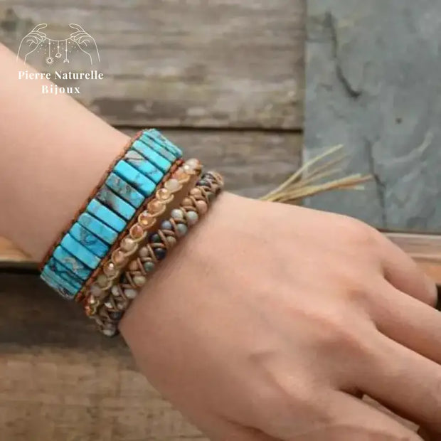 Bracelet wrap "Discernement" en Turquoise | Bracelets | pierre naturelle bijoux