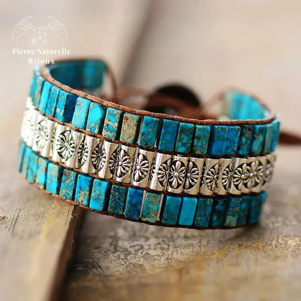 Bracelet wrap "Divin" en Turquoise | Bracelets | pierre naturelle bijoux