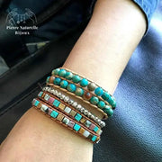 Bracelet wrap "Elan" en Turquoise | Bracelets | pierre naturelle bijoux