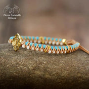 Bracelet wrap "Chakra racine" en Turquoise et Howlite | Bracelets | pierre naturelle bijoux