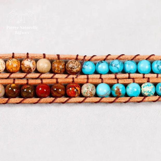 Bracelet wrap "Régénération" en Turquoise | Bracelets | pierre naturelle bijoux