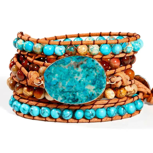 Bracelet wrap "Régénération" en Turquoise | Bracelets | pierre naturelle bijoux