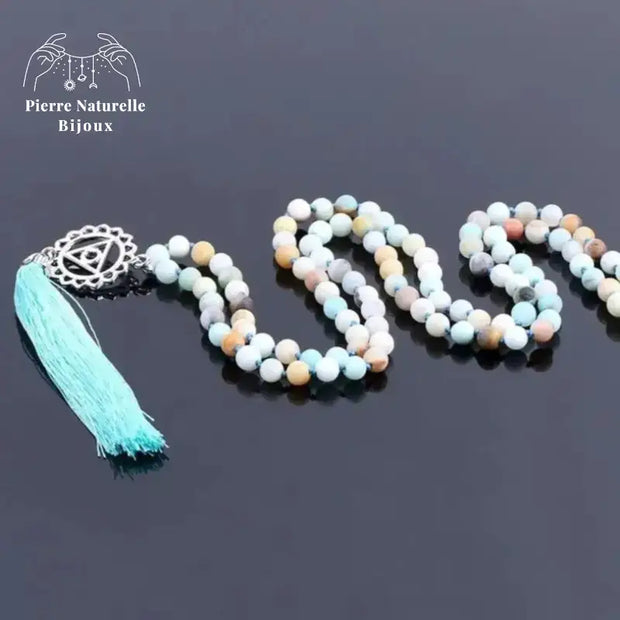Collier 108 perles "Vishuddha" en Amazonite | Colliers | pierre naturelle bijoux
