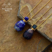 Collier diffuseur de parfum en Lapis-lazuli / Fluorite | Colliers | pierre naturelle bijoux