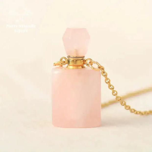 Collier diffuseur de parfum en Quartz rose 