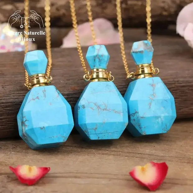 Collier diffuseur de parfum en Turquoise | Colliers | pierre naturelle bijoux